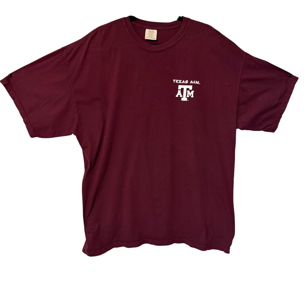 Comfort Colors Texas A&M T-Shirt Mens 2XL Maroon Raised in‎ Texas Aggies Graphic